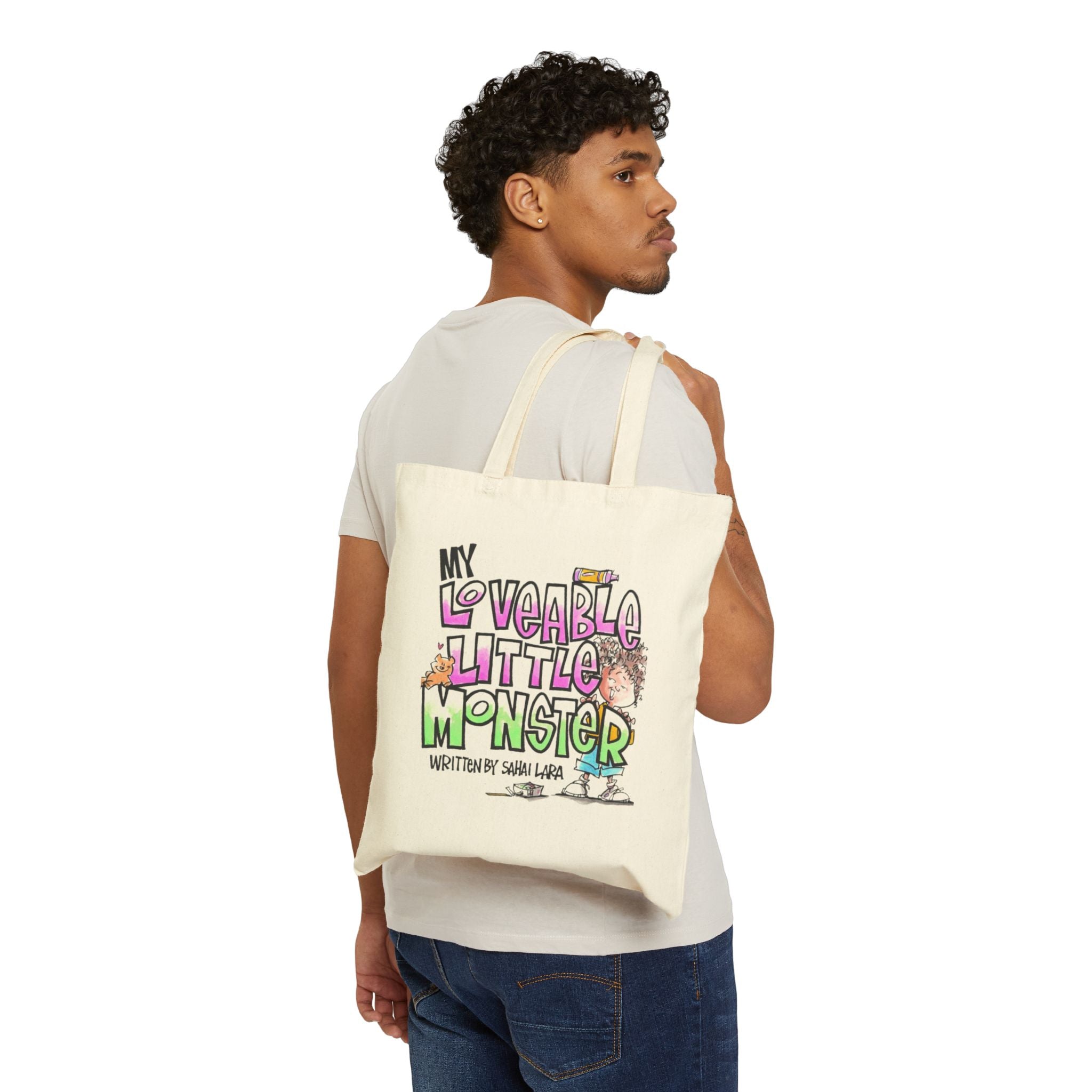 My Loveable Little Monster Kids Canvas Tote Bag — Children's Book Illustration