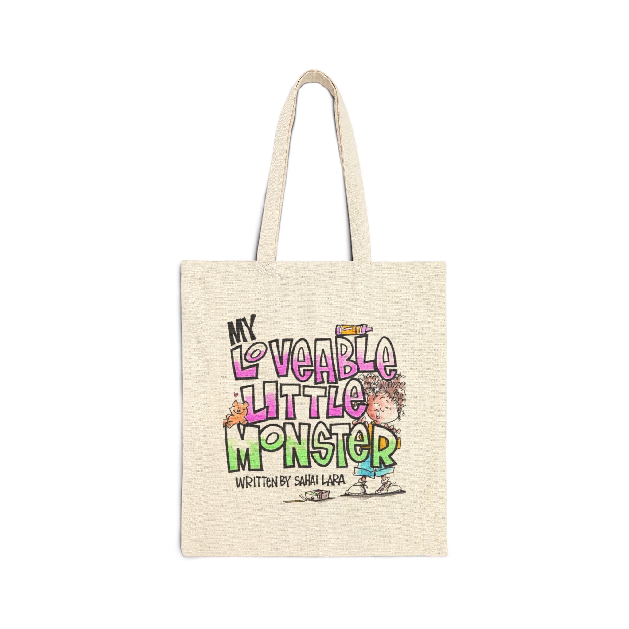 My Loveable Little Monster Kids Canvas Tote Bag — Children's Book Illustration