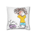 Kids Dancing Cartoon Pillowcase — 'My Loveable Little Monster' Boombox Throw Pillowcase